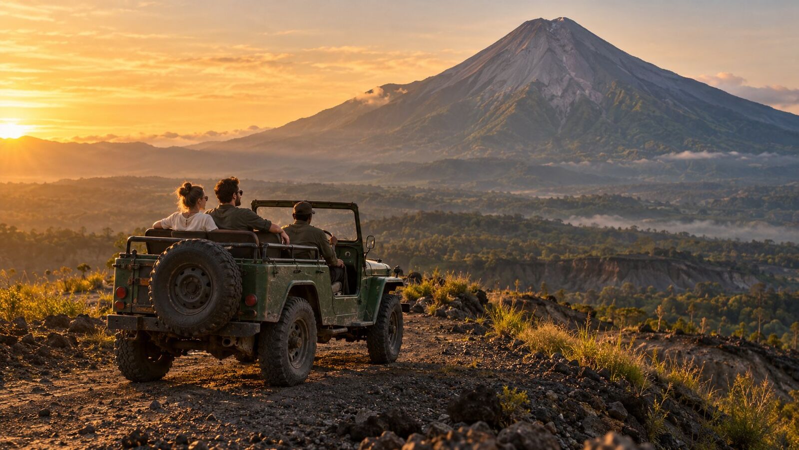 Merapi seen across the forest